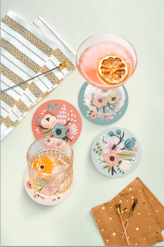 Set Portavasos Floral